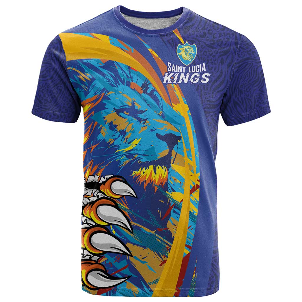Custom Saint Lucia Cricket Kings T-Shirt Power Lions of Caribbean Graphic Tee