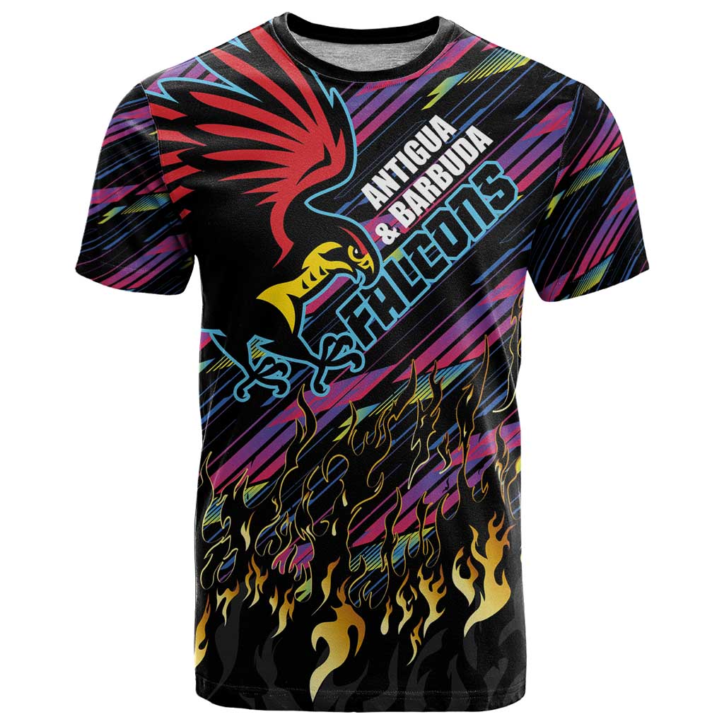 Custom Antigua & Barbuda Cricket Falcons T-Shirt Through The Fire Graphic Tee