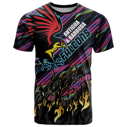 Custom Antigua & Barbuda Cricket Falcons T-Shirt Through The Fire Graphic Tee
