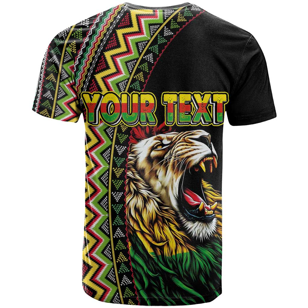 Personalized Jamaican Reggae-One Love T-Shirt Tribal African Pattern and Roaring Lion Graphic Tee