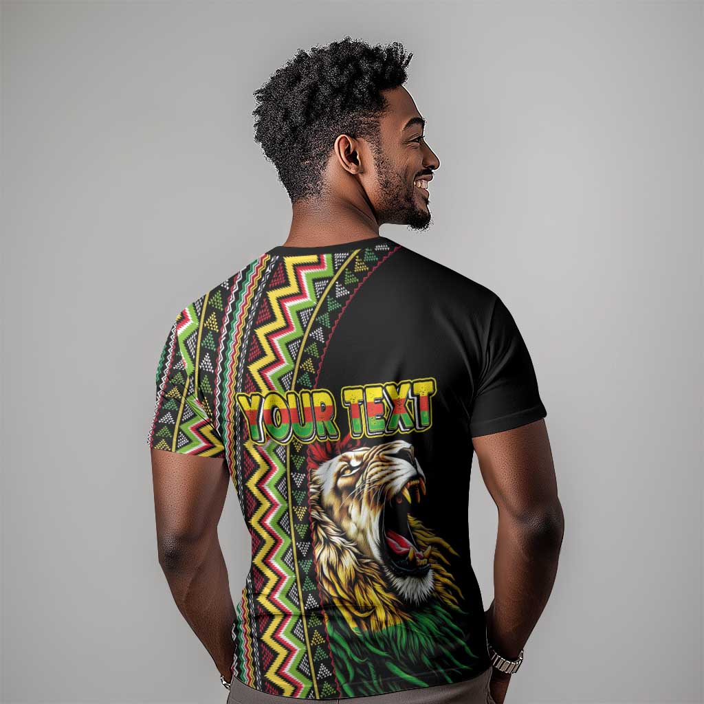 Personalized Jamaican Reggae-One Love T-Shirt Tribal African Pattern and Roaring Lion Graphic Tee