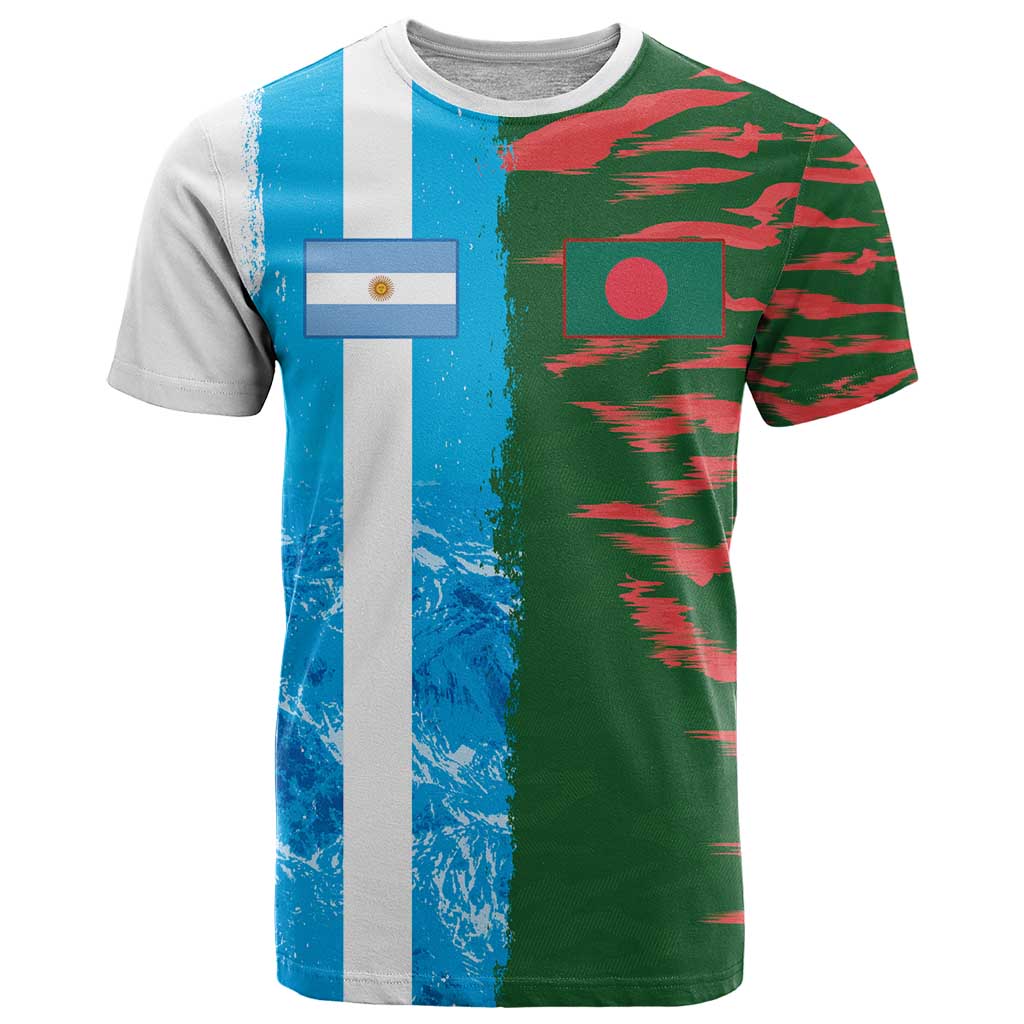 Custom Bangladesh and Argentina Football Half Style T-Shirt Graphic Tee