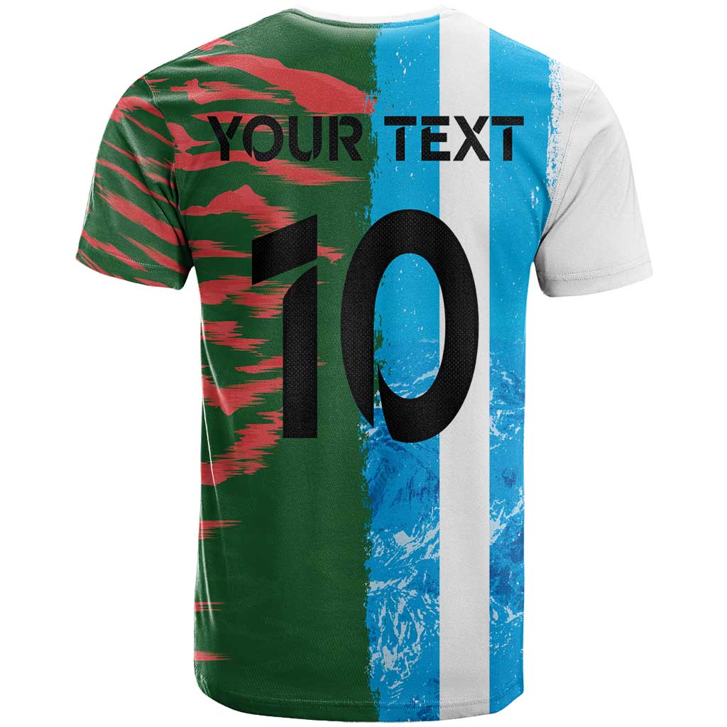 Custom Bangladesh and Argentina Football Half Style T-Shirt Graphic Tee