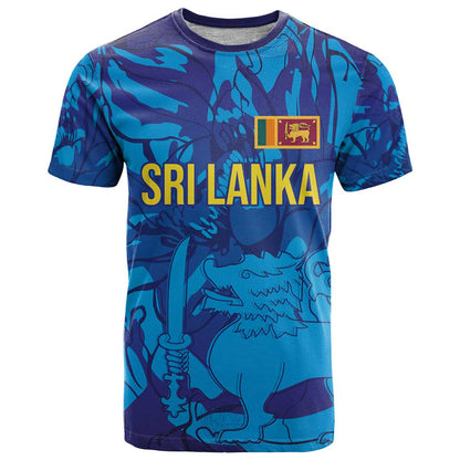 Custom Sri Lanka Cricket Royal Blue Warrior T-Shirt Graphic Tee