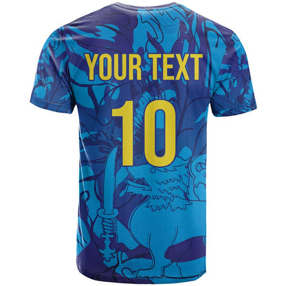 Custom Sri Lanka Cricket Royal Blue Warrior T-Shirt Graphic Tee