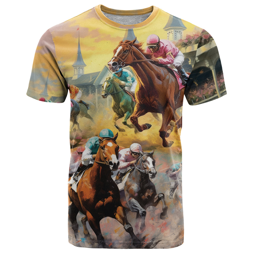 Kentucky Horses Racing Watercolor T-Shirt Graphic Tee