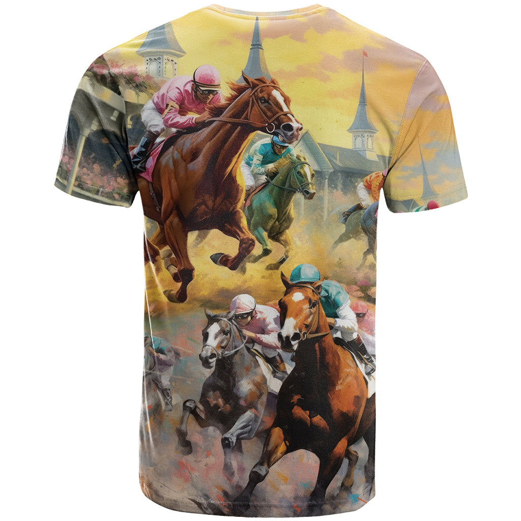 Kentucky Horses Racing Watercolor T-Shirt Graphic Tee