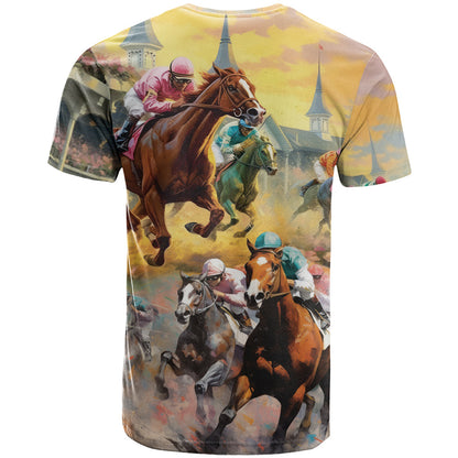 Kentucky Horses Racing Watercolor T-Shirt Graphic Tee