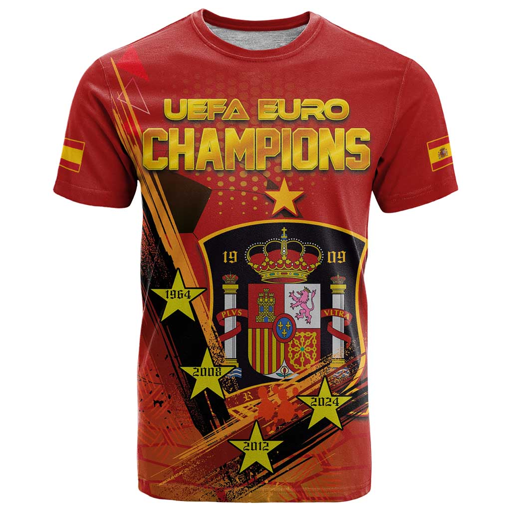 Personalised Spain Football 2024 T-Shirt La Roja The Fourth Time Champion European Graphic Tee