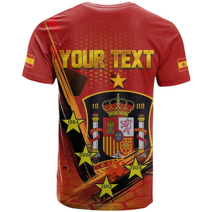 Personalised Spain Football 2024 T-Shirt La Roja The Fourth Time Champion European Graphic Tee