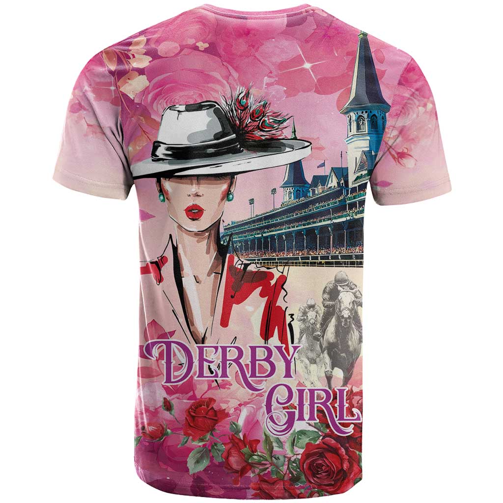 Kentucky Horses Racing T-Shirt Churchill Downs Derby Girl Watercolor Style Graphic Tee