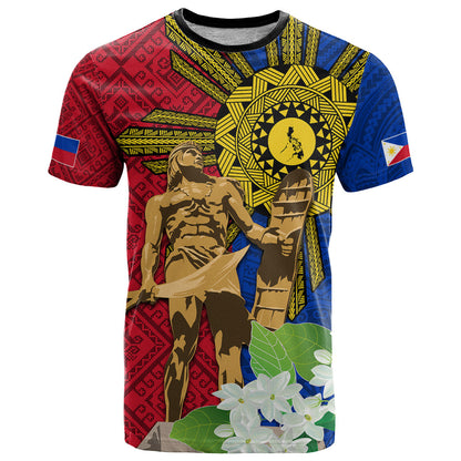 Philippines Lapu Lapu King Jasmine Flowers T-Shirt Filipino Sun Tattoo Graphic Tee