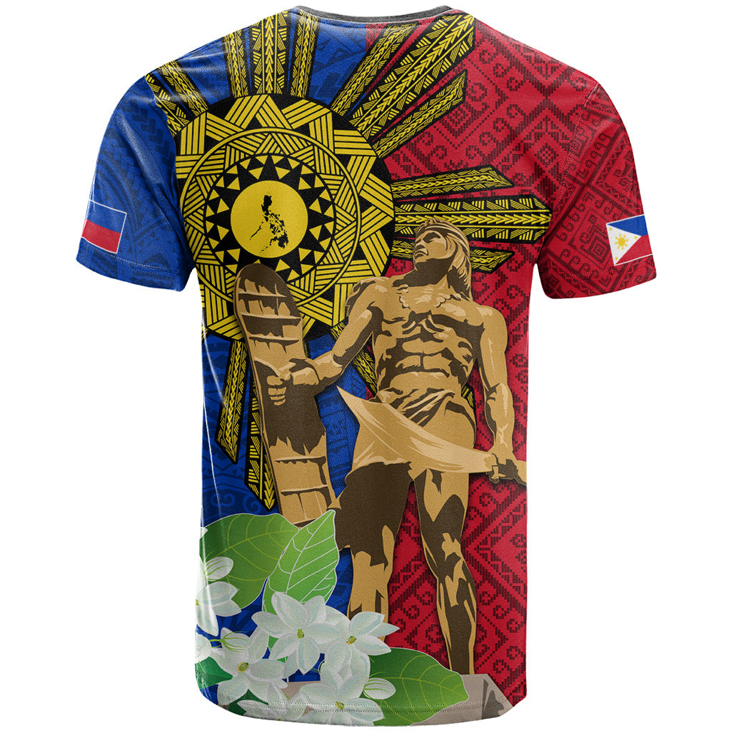 Philippines Lapu Lapu King Jasmine Flowers T-Shirt Filipino Sun Tattoo Graphic Tee