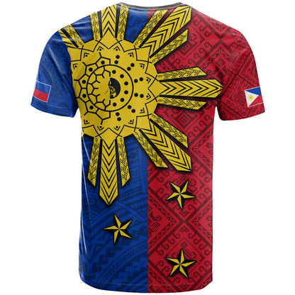 Philippines Sun Batok Tattoo T-Shirt Polynesian and Yakan Pattern Graphic Tee