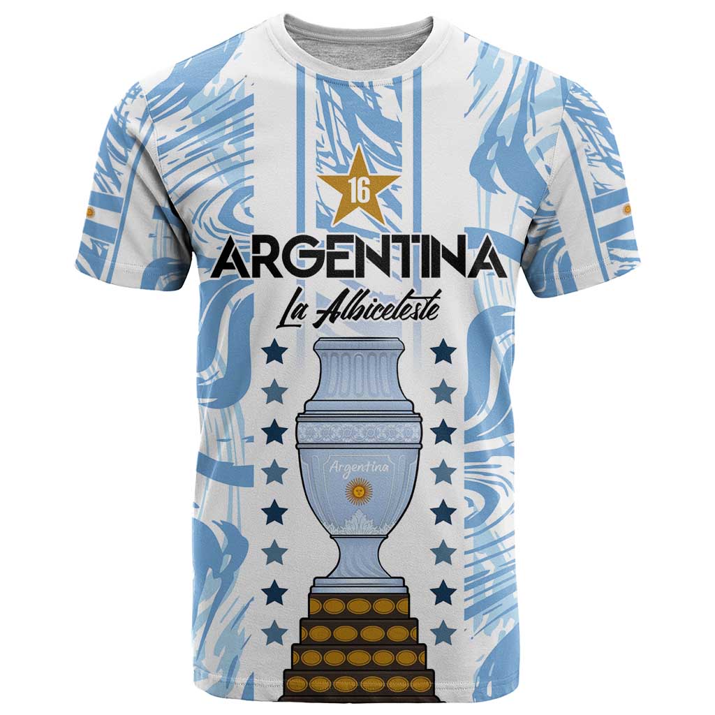 Custom Argentina Champion Football 2024 T-Shirt La Albiceleste Campeon de America Graphic Tee