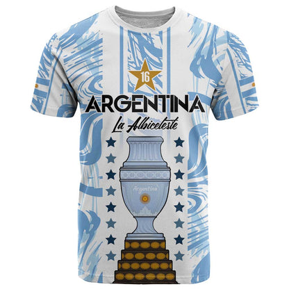 Custom Argentina Champion Football 2024 T-Shirt La Albiceleste Campeon de America Graphic Tee