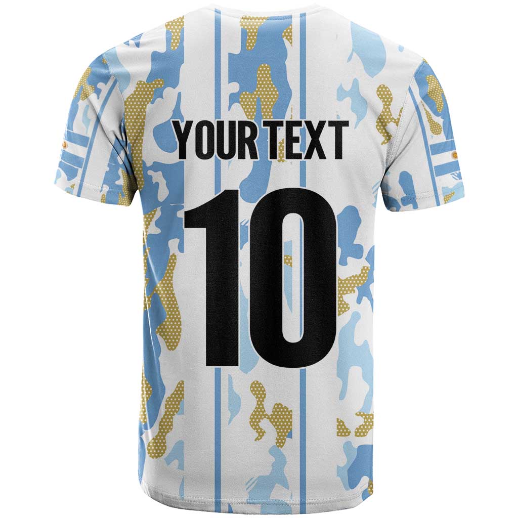 Custom Argentina Football T-Shirt Vamos La Albiceleste Camouflage Style Graphic Tee
