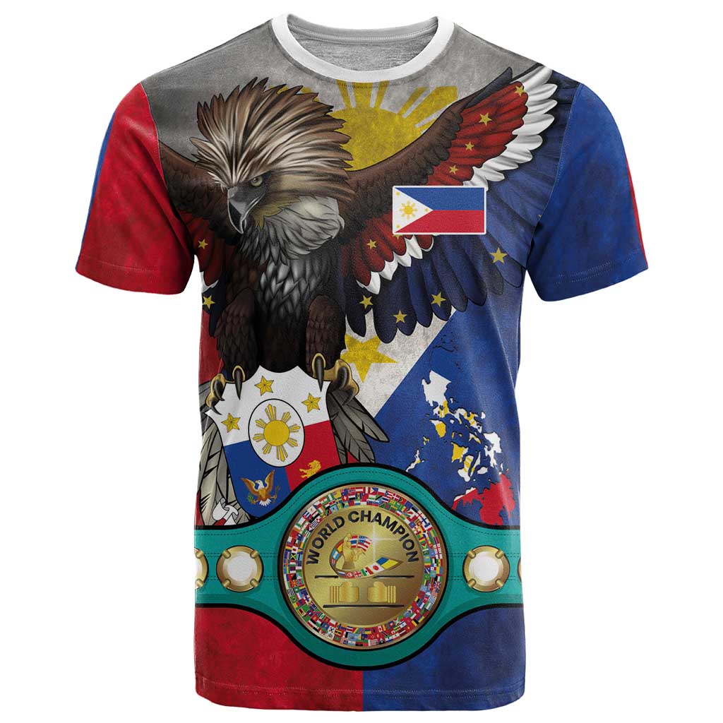 Custom Philippines World Champion Boxing T-Shirt Eagle-Grunge Design Graphic Tee