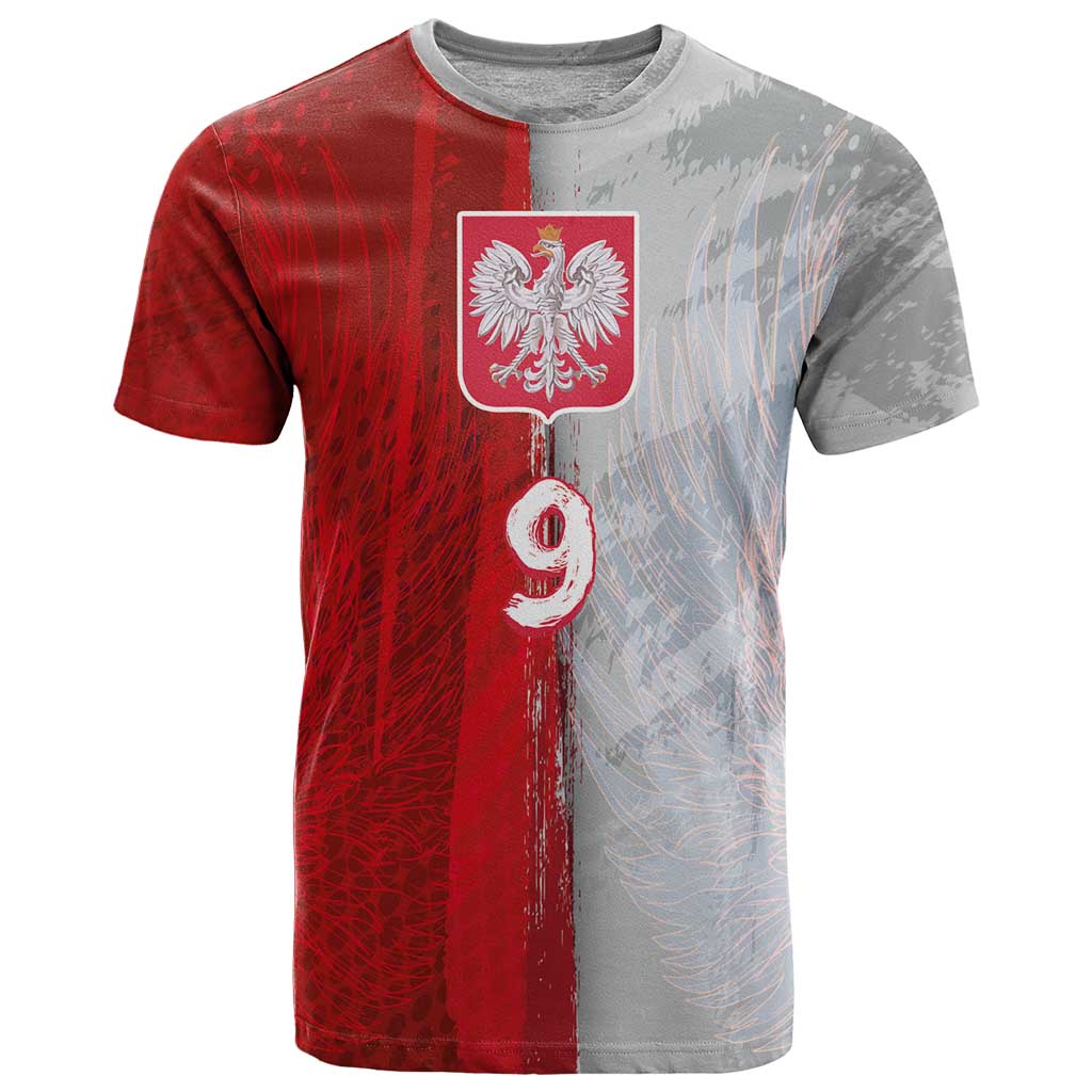 Custom Polish Football T-Shirt Eagle Wings Grunge Sporty Half Style Graphic Tee