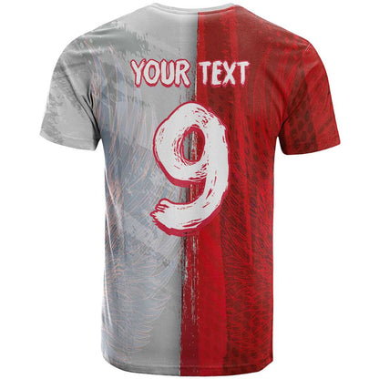 Custom Polish Football T-Shirt Eagle Wings Grunge Sporty Half Style Graphic Tee