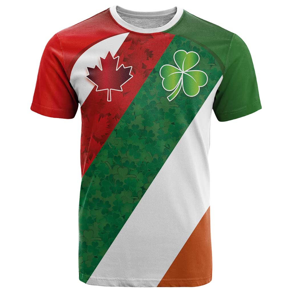Custom Canada and Ireland T-Shirt Shamrocks and Maple Leaves Graphic Tee