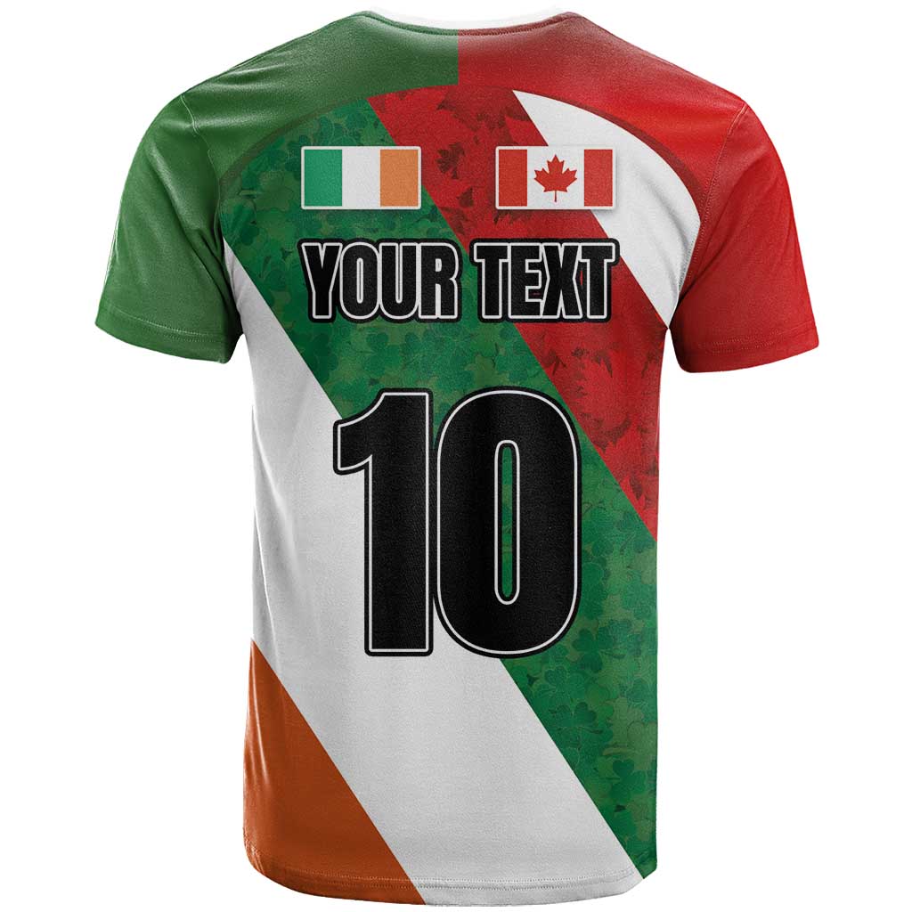 Custom Canada and Ireland T-Shirt Shamrocks and Maple Leaves Graphic Tee