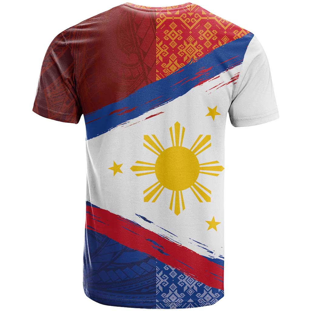 Philippines National Flag Day T-Shirt Polynesian and Yakan Tattoo Brush Style Graphic Tee
