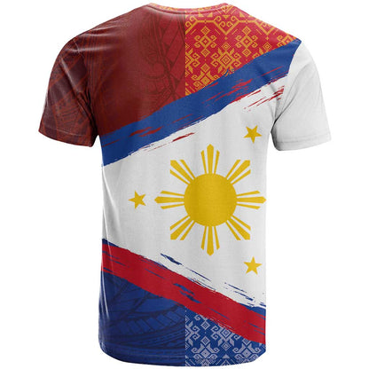 Philippines National Flag Day T-Shirt Polynesian and Yakan Tattoo Brush Style Graphic Tee