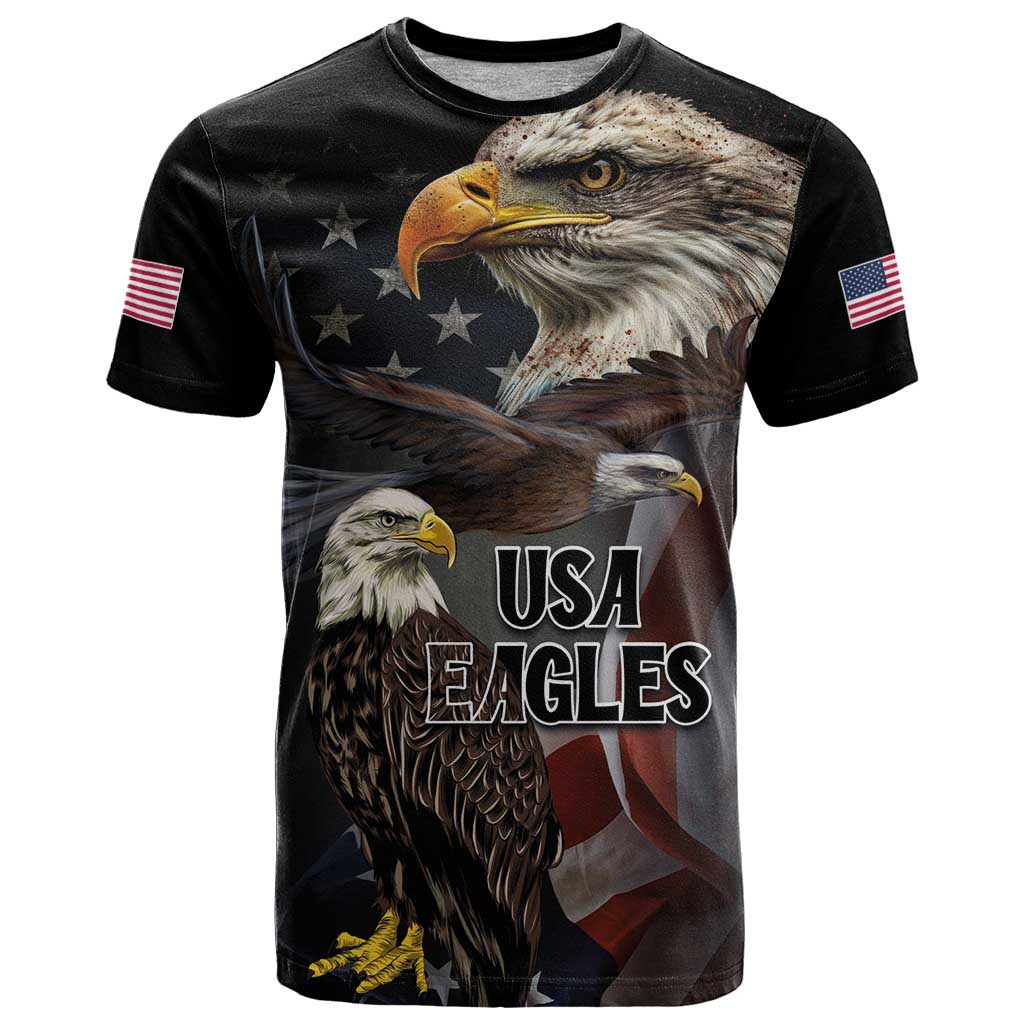 American Eagles T-Shirt United States Flag Vintage Style Graphic Tee