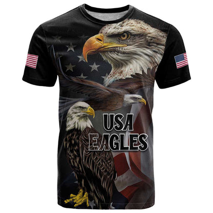 American Eagles T-Shirt United States Flag Vintage Style Graphic Tee