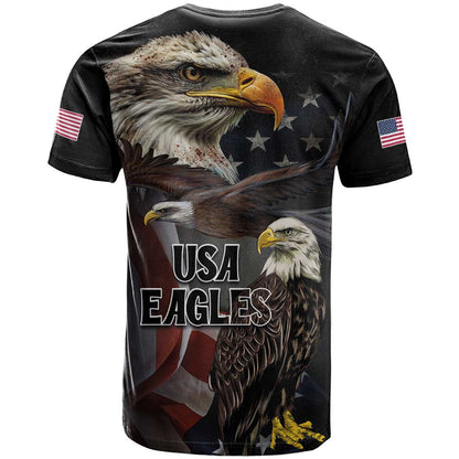 American Eagles T-Shirt United States Flag Vintage Style Graphic Tee