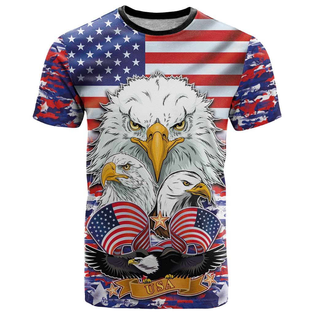 American Eagles T-Shirt United States Flag Camouflage Style Graphic Tee