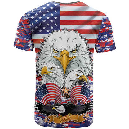 American Eagles T-Shirt United States Flag Camouflage Style Graphic Tee