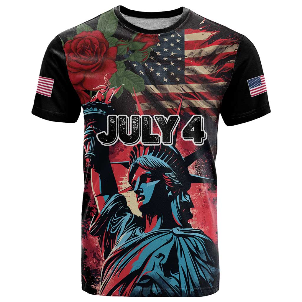 United States Independence Day T-Shirt The 4th of July Statue of Liberty Retro Style Graphic Tee