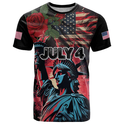 United States Independence Day T-Shirt The 4th of July Statue of Liberty Retro Style Graphic Tee