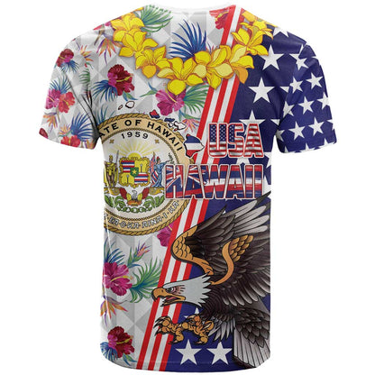 Hawaii and United States Together T-Shirt Seal of Hawaii and Bald Eagle Graphic Tee