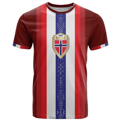 Custom Norway Football T-Shirt Norwegian Stripes-Viking Style Graphic Tee