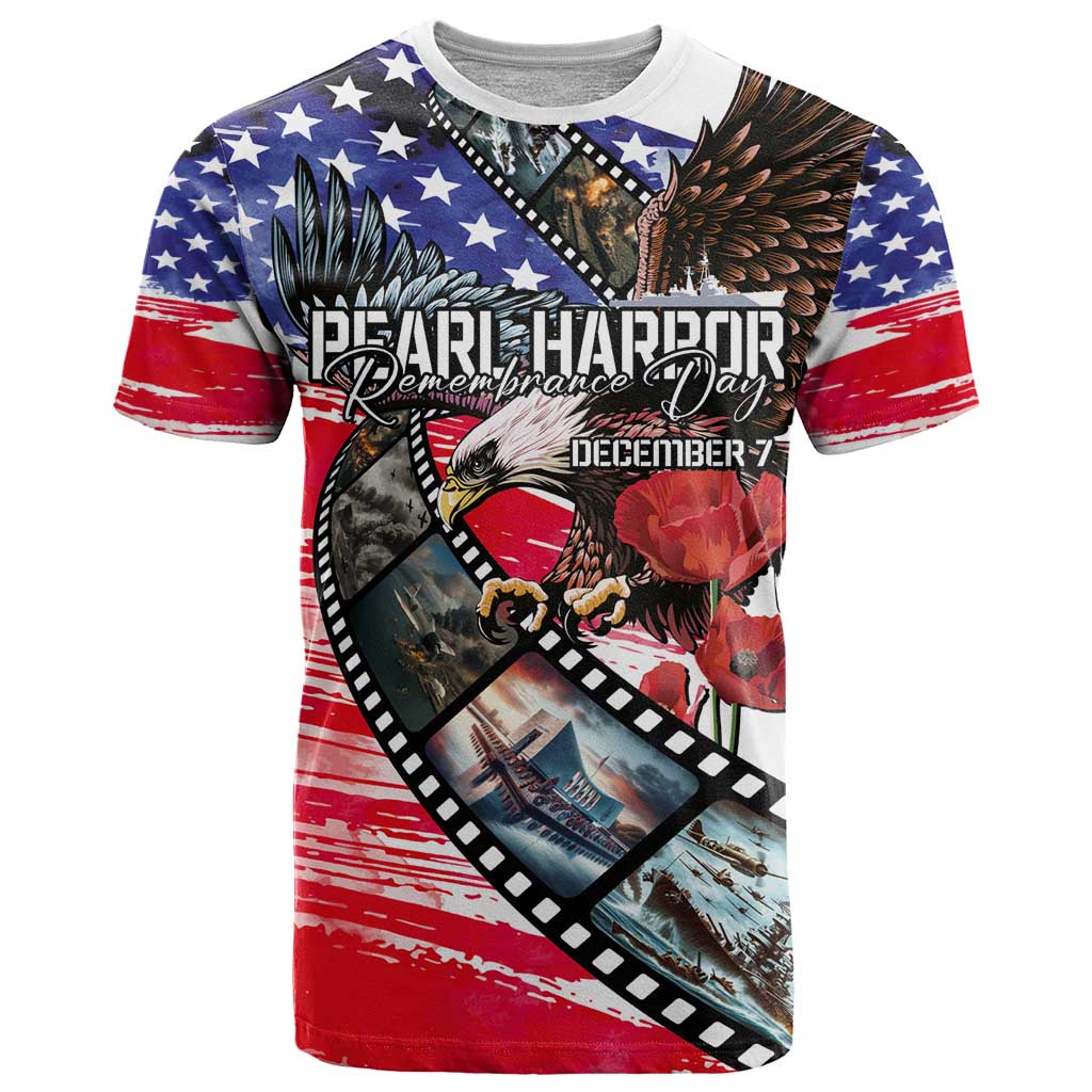 Pearl Harbor Remembrance Day Personalized T-Shirt Lest We Forget - The Bald Eagle Remembers Graphic Tee