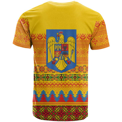 Romania Merry Christmas T-Shirt Romania Emblem Traditional Folk Art Graphic Tee