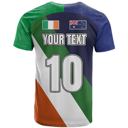 Custom Ireland and Australia T-Shirt Shamrocks and Aboriginal Art Graphic Tee