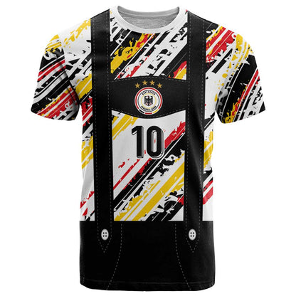 Custom German Football T-Shirt Die Mannschaft-Lederhosen Costume Style Graphic Tee