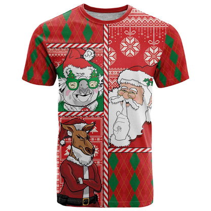 Australian Christmas T-Shirt - Santa Koala Kangaroo and Holiday Cheer Graphic Tee