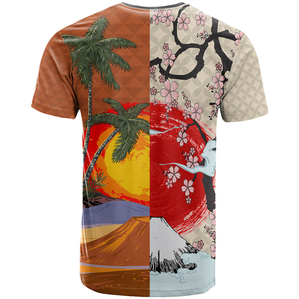 Japanese Culture Hawaii Style T-Shirt Mauna Kea and Fuji Mountains Graphic Tee