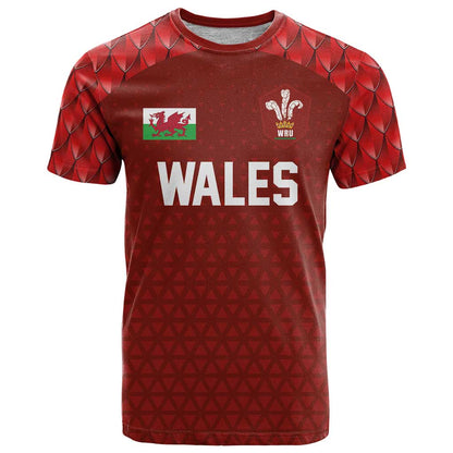 Custom Wales Rugby-The Three Feathers T-Shirt Go Champions Graphic Tee