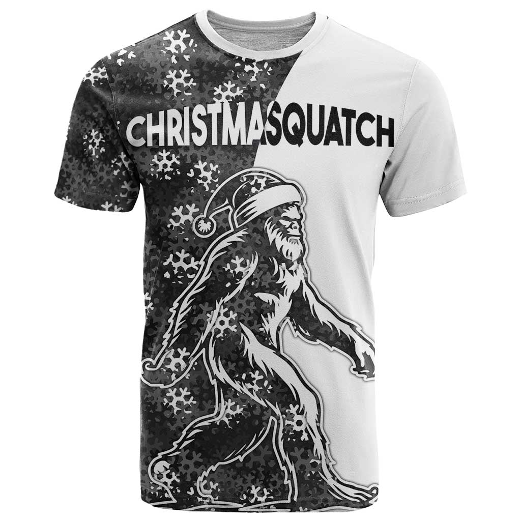 Funny Christmasquatch Camouflage of Snowflakes T-Shirt Graphic Tee