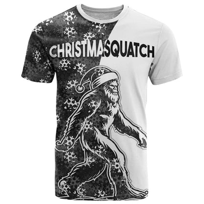 Funny Christmasquatch Camouflage of Snowflakes T-Shirt Graphic Tee