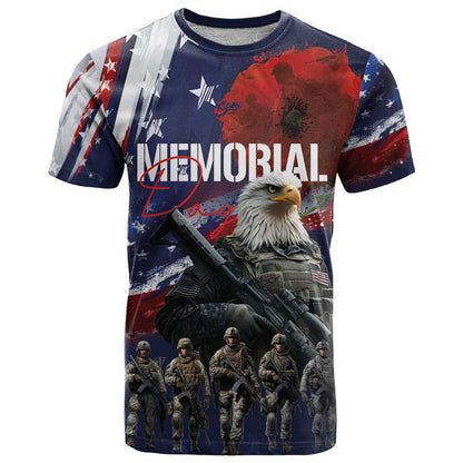 United States Memorial Day T-Shirt Bald Eagle US Soldier-Honor and Remember The Fallen Graphic Tee