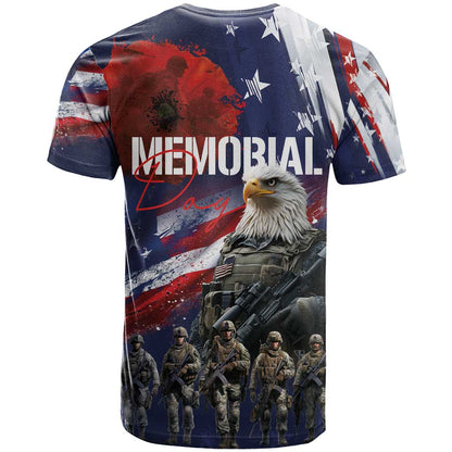 United States Memorial Day T-Shirt Bald Eagle US Soldier-Honor and Remember The Fallen Graphic Tee