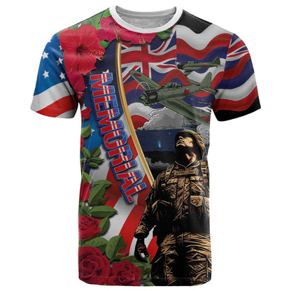 Hawaii and United States Memorial Day T-Shirt Honor and Remember The Fallen Graphic Tee