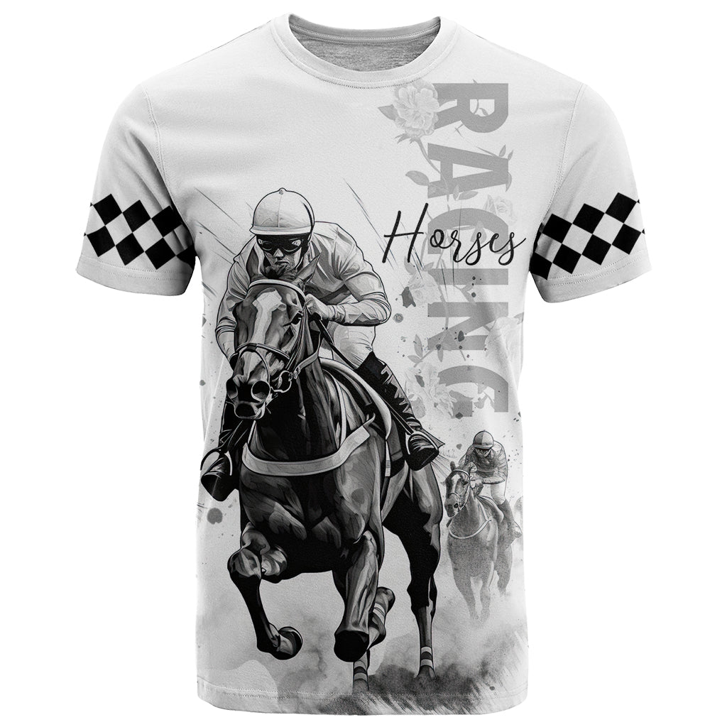 Kentucky Horses Racing T-Shirt Jockey Drawing Style Graphic Tee